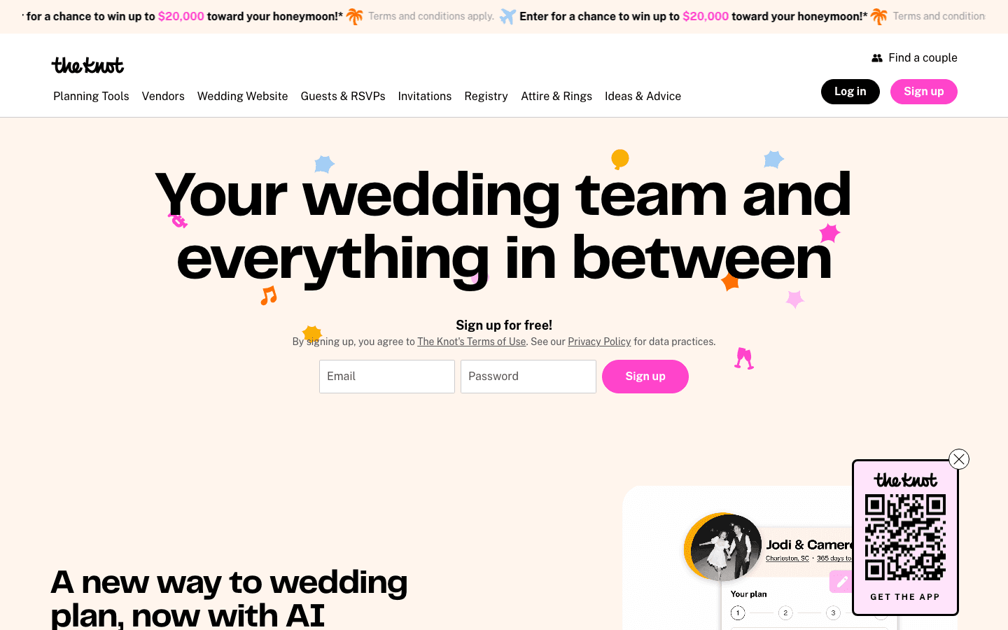 The Knot homepage screenshot