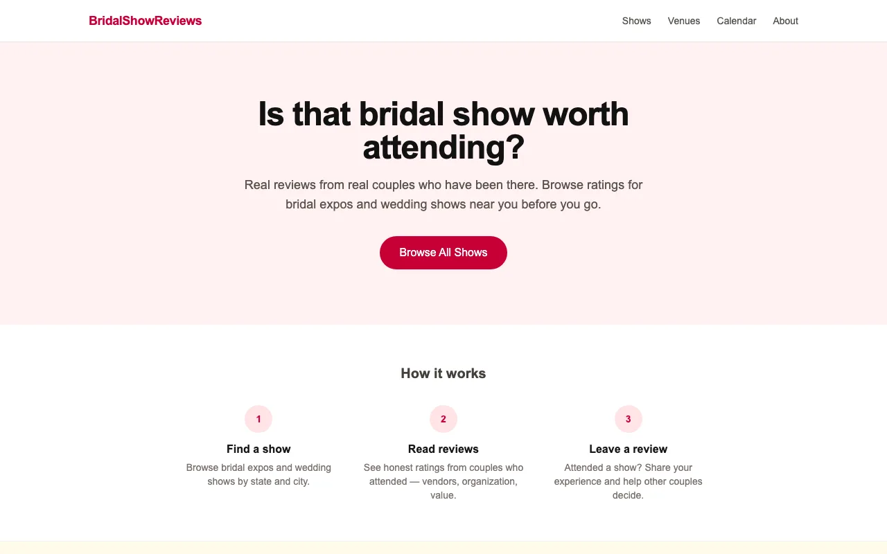 BridalShowReviews.com preview